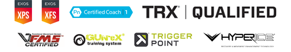 Exos XPS, Exos XFS, PN Certified Coach 1, TRX® Qualified, Functional Movement Screen Certified, GUN-eX Training System, Trigger Point, Hyperice