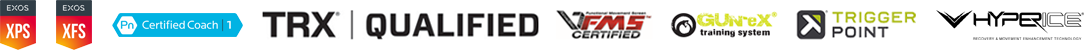 Exos XPS, Exos XFS, PN Certified Coach 1, TRX® Qualified, Functional Movement Screen Certified, GUN-eX Training System, Trigger Point, Hyperice